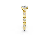 Yellow gold Round Solitaire Bezel-Set Diamond Ring with Beaded Band and Four-Prong Setting_54
