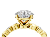 Yellow gold Round Solitaire Bezel-Set Diamond Ring with Beaded Band and Four-Prong Setting_56
