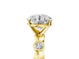 Yellow gold Round Solitaire Bezel-Set Diamond Ring with Beaded Band and Four-Prong Setting_57