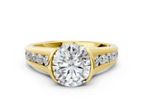 Yellow gold Round Solitaire Bezel-Set Diamond Ring with Channel-Set Band_40