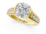 Yellow gold Round Solitaire Bezel-Set Diamond Ring with Channel-Set Band_41