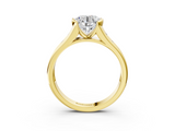 Yellow gold Round Solitaire Bezel-Set Diamond Ring with Channel-Set Band_43