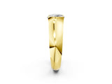 Yellow gold Round Solitaire Bezel Set Diamond Ring with Wide Band_5