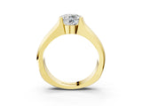 Yellow gold Round Solitaire Bezel Set Diamond Ring with Wide Band_6