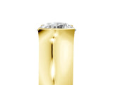 Yellow gold Round Solitaire Bezel Set Diamond Ring with Wide Band_8