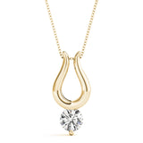 Yellow gold Round Solitaire Bezel Set Pendant
