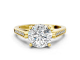 Yellow gold Round Solitaire Cathedral Diamond Engagement Ring with Channel-Set Band and Four-Prong Setting_18
