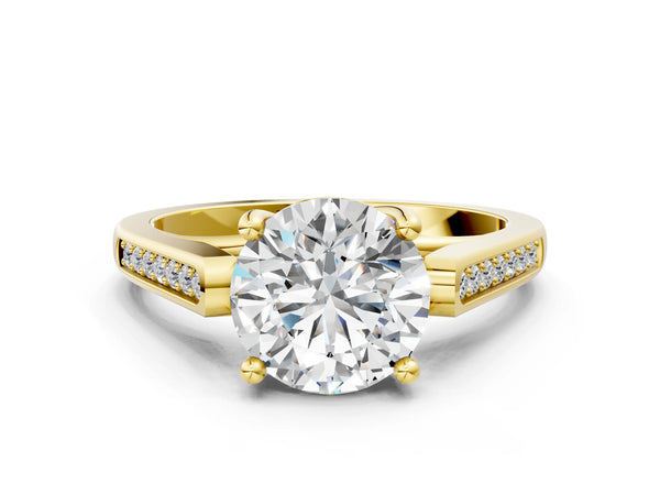 Yellow Gold Round Cathedral Solitaire Engagement Ring Setting with Channel Set Band