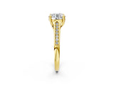 Yellow gold Round Solitaire Cathedral Diamond Engagement Ring with Channel-Set Band and Four-Prong Setting_20