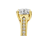 Yellow gold Round Solitaire Cathedral Diamond Engagement Ring with Channel-Set Band and Four-Prong Setting_23