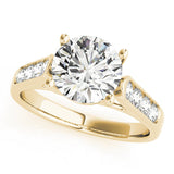 Yellow gold Fancy Yellow Oval Cut Solitaire Cathedral Diamond Engagement Ring with Channel-Set Band and Four-Prong Setting