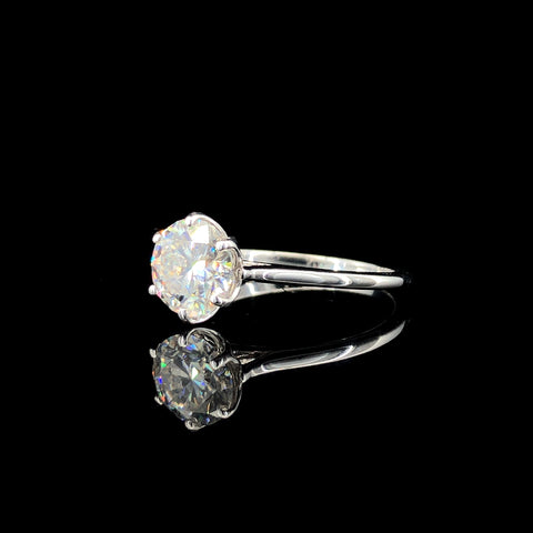 Yellow gold Round Solitaire Cathedral Diamond Ring with Six-Prong Setting 1