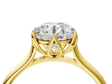 Yellow gold Round Solitaire Cathedral Diamond Ring with Six-Prong Setting_48