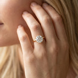 Yellow gold Round Solitaire Cathedral Diamond Ring with Six-Prong Setting_63