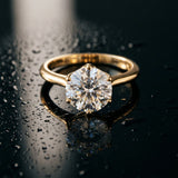 Yellow gold Round Solitaire Cathedral Diamond Ring with Six-Prong Setting_64