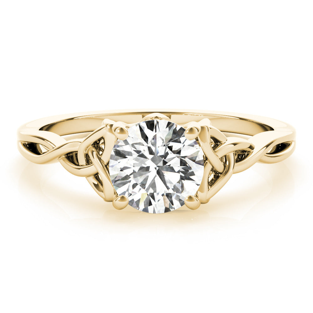 Yellow gold Round Solitaire Celtic Knot Engagement Ring with Four-Prong Setting 1