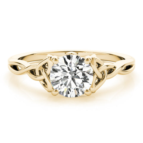 Yellow gold Round Solitaire Celtic Knot Engagement Ring with Four-Prong Setting 1