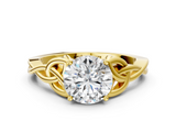 Yellow gold Round Solitaire Celtic Knot Engagement Ring with Four-Prong Setting_67
