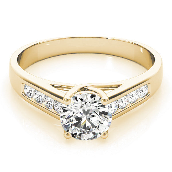 Yellow gold Round Solitaire Channel-Set Diamond Engagement Ring with Four-Prong Setting 1