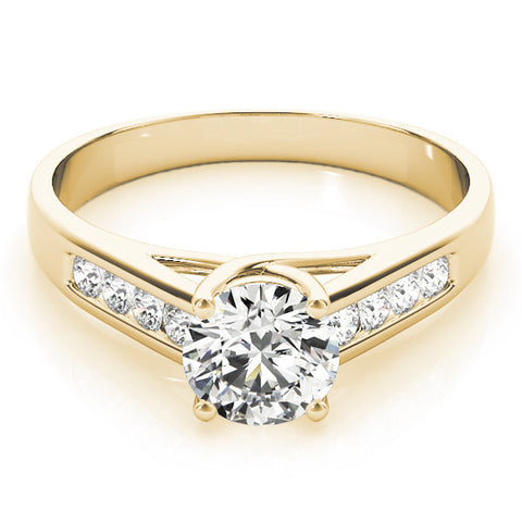 Yellow gold Round Solitaire Channel-Set Diamond Engagement Ring with Four-Prong Setting 1