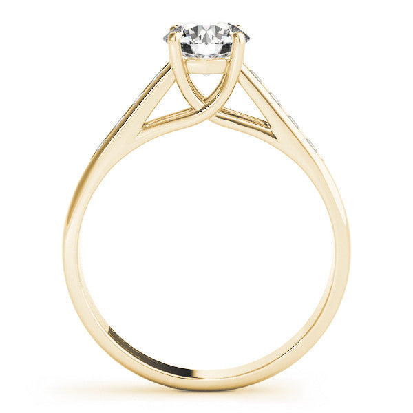 Yellow gold Round Solitaire Channel-Set Diamond Engagement Ring with Four-Prong Setting 2