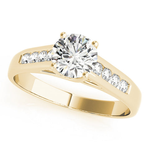 Yellow gold Round Solitaire Channel-Set Diamond Engagement Ring with Four-Prong Setting
