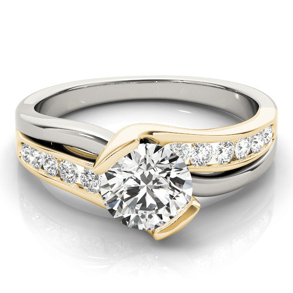 Yellow gold Round Solitaire Channel-Set Split Shank Ring with Tension Prong Setting 1