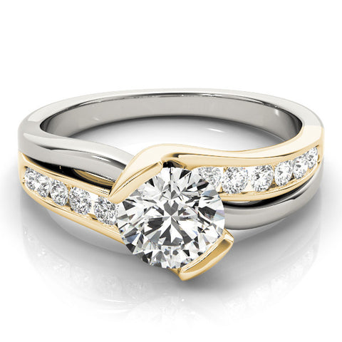 Yellow gold Round Solitaire Channel-Set Split Shank Ring with Tension Prong Setting 1