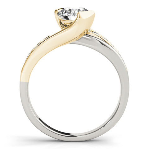Yellow gold Round Solitaire Channel-Set Split Shank Ring with Tension Prong Setting 2