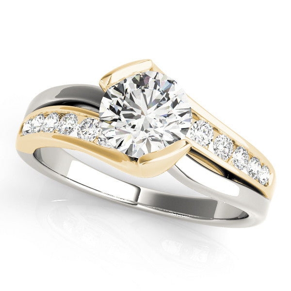 Yellow gold Round Solitaire Channel-Set Split Shank Ring with Tension Prong Setting