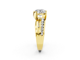 10K Yellow Gold 1.51 Carat D VVS2 Round Solitaire Channel-Set Split Shank Ring with Tension Prong Setting