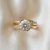 18K Yellow Gold 2.02 Carat D VS1 Oval Solitaire Channel-Set Split Shank Ring with Tension Prong Setting