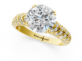 Yellow gold Round Solitaire Chevron Pave Diamond Engagement Ring with Six-Prong Setting_25
