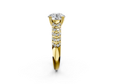 Yellow gold Round Solitaire Chevron Pave Diamond Engagement Ring with Six-Prong Setting_26
