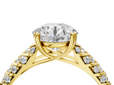 Yellow gold Round Solitaire Chevron Pave Diamond Engagement Ring with Six-Prong Setting_28