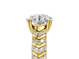 Yellow gold Round Solitaire Chevron Pave Diamond Engagement Ring with Six-Prong Setting_29