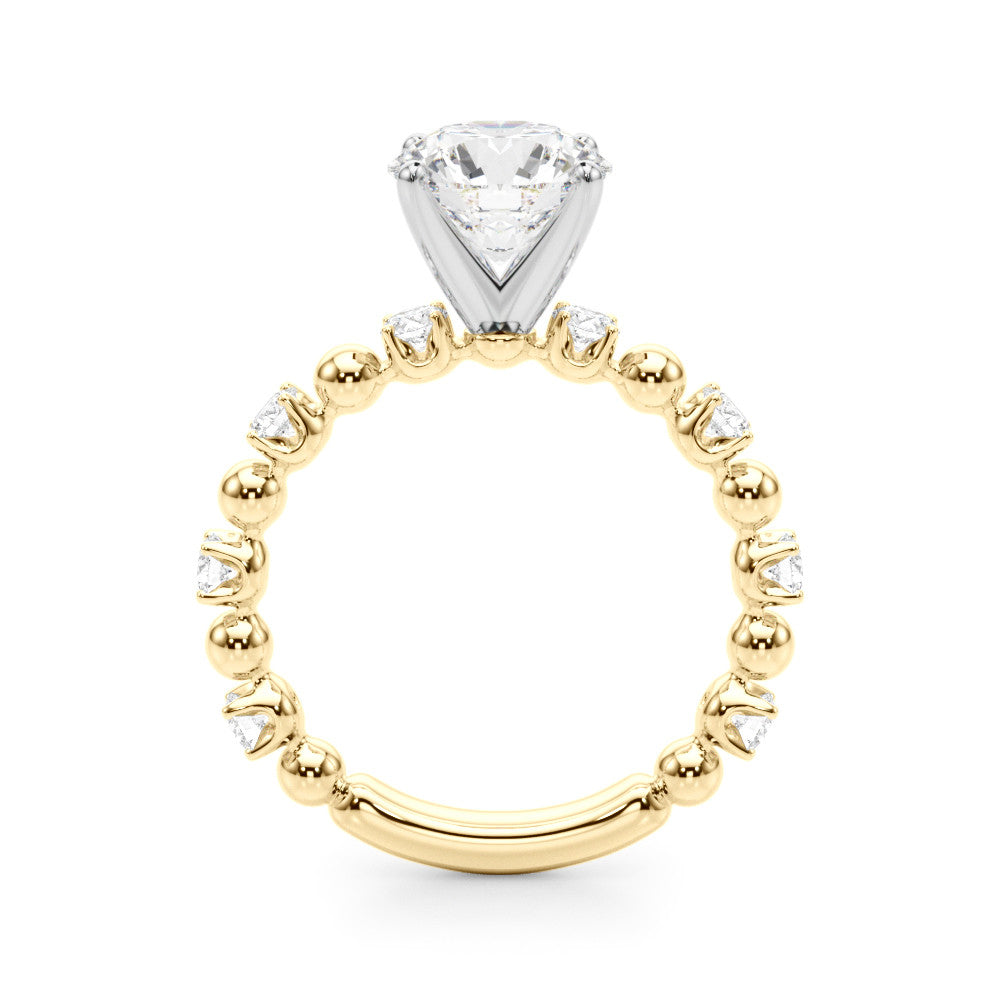 Yellow gold Round Solitaire Diamond Bezel-Set Eternity Band with Prong Setting 2