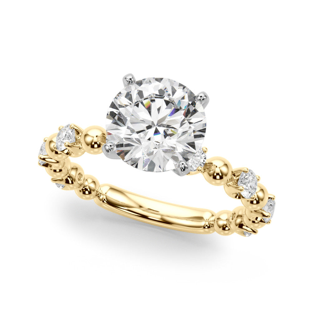 Yellow gold Round Solitaire Diamond Bezel-Set Eternity Band with Prong Setting