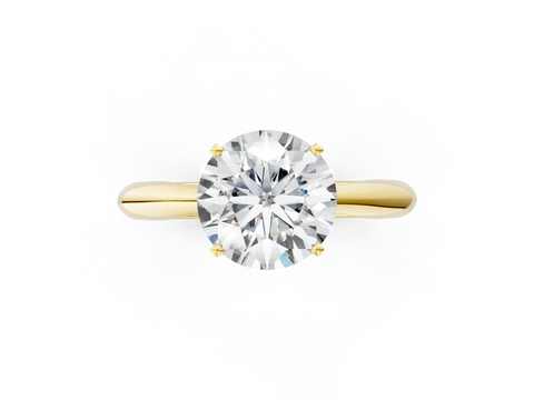 Yellow gold Round Solitaire Diamond Engagement Ring with Cathedral Setting and Four-Prong Mount on a Classic Band_209