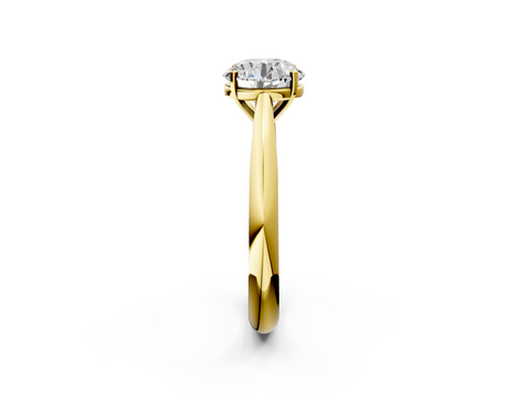 Yellow gold Round Solitaire Diamond Engagement Ring with Cathedral Setting and Four-Prong Mount on a Classic Band_211