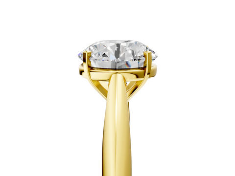 Yellow gold Round Solitaire Diamond Engagement Ring with Cathedral Setting and Four-Prong Mount on a Classic Band_214