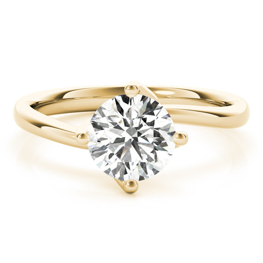 Yellow gold Round Solitaire Diamond Engagement Ring with Four-Prong Setting and Classic Band 1