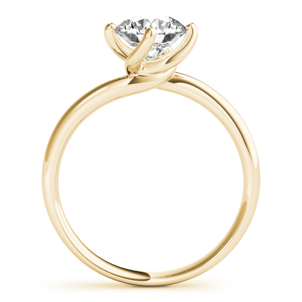Yellow gold Round Solitaire Diamond Engagement Ring with Four-Prong Setting and Classic Band 2