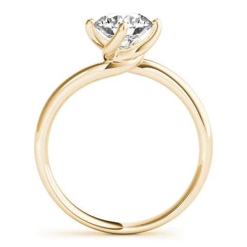 Yellow gold Round Solitaire Diamond Engagement Ring with Four-Prong Setting and Classic Band 2