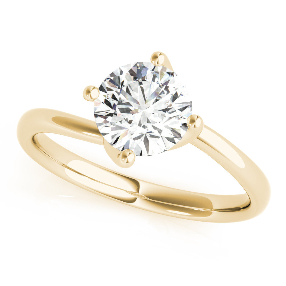 Yellow gold Round Solitaire Diamond Engagement Ring with Four-Prong Setting and Classic Band