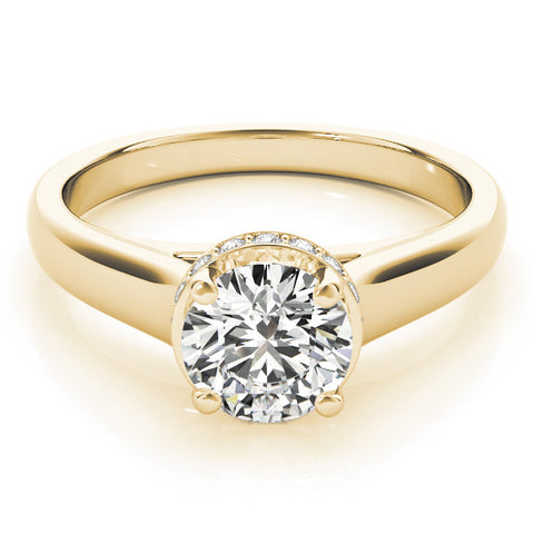Yellow gold Round Solitaire Diamond Engagement Ring with Four-Prong Setting and Tapered Band 1