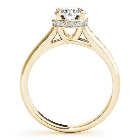 Yellow gold Round Solitaire Diamond Engagement Ring with Four-Prong Setting and Tapered Band 2