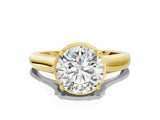 Yellow gold Round Solitaire Diamond Engagement Ring with Four-Prong Setting and Tapered Band_14