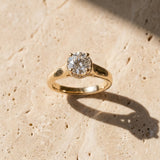 Yellow gold Round Solitaire Diamond Engagement Ring with Four-Prong Setting and Tapered Band_9