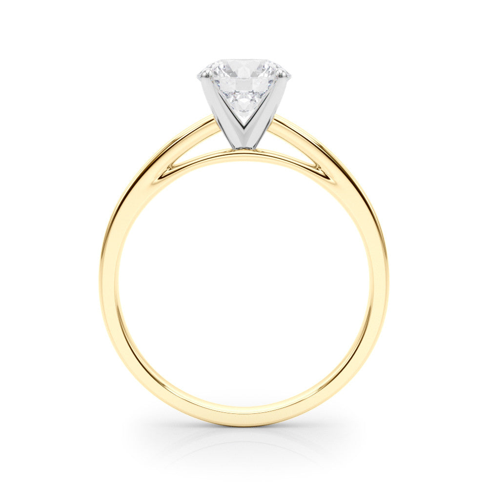 Yellow gold Round Solitaire Diamond Engagement Ring with Four-Prong Setting on a Classic Band 2